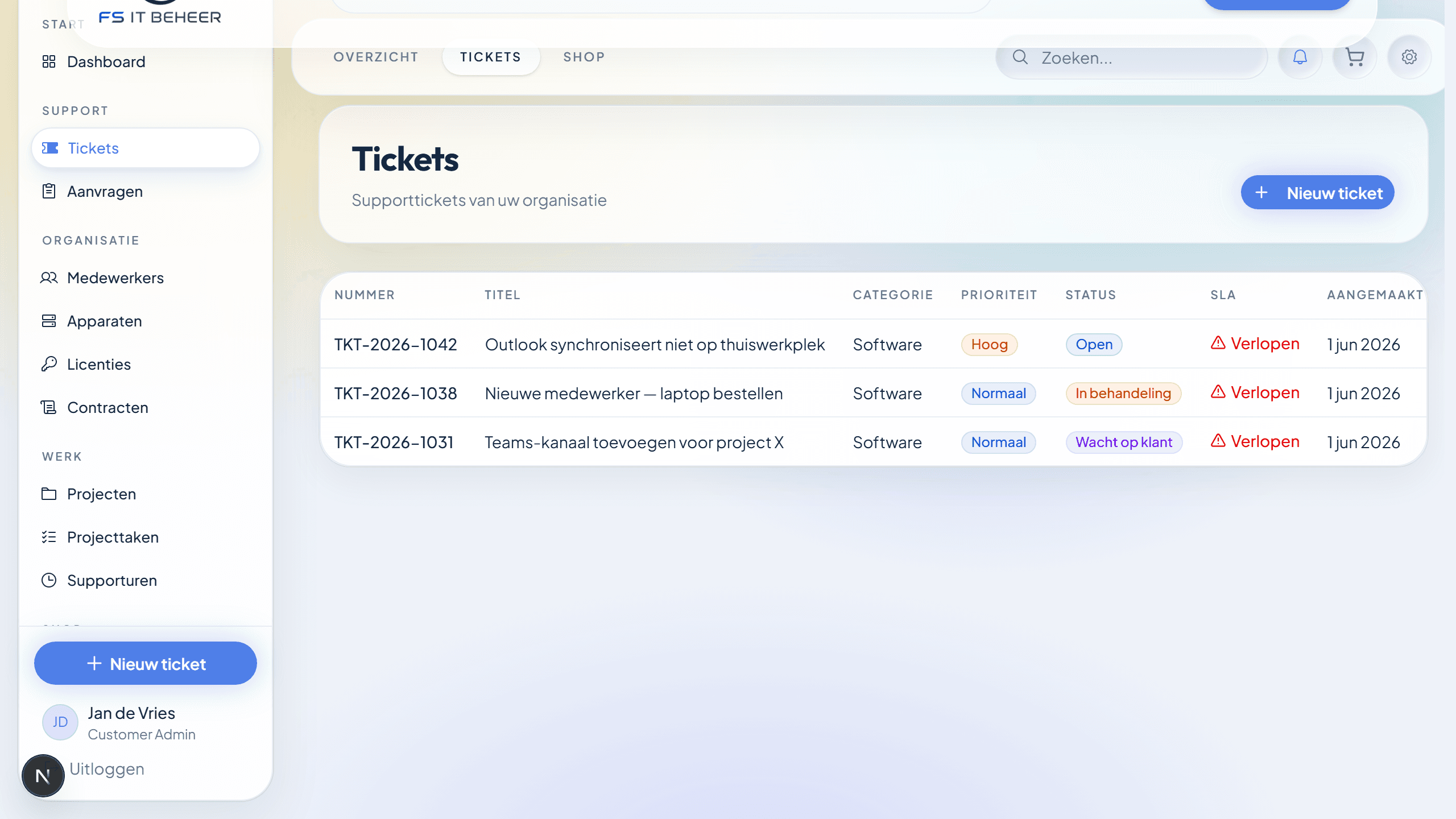 Atlas tickets en support voor IT-beheer